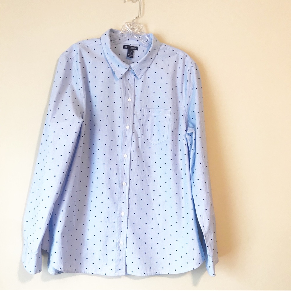 Light blue with polka dots long sleeves shirt